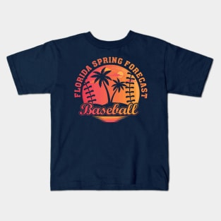 Florida Spring Forecast Baseball Beach Lover Baseball Mom Kids T-Shirt